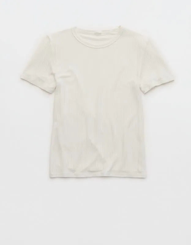 OVERSLEPT by Aerie Modal Rib Short Sleeve Crew T-shirt