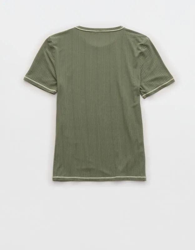 OVERSLEPT by Aerie Modal Rib Short Sleeve Crew T-shirt