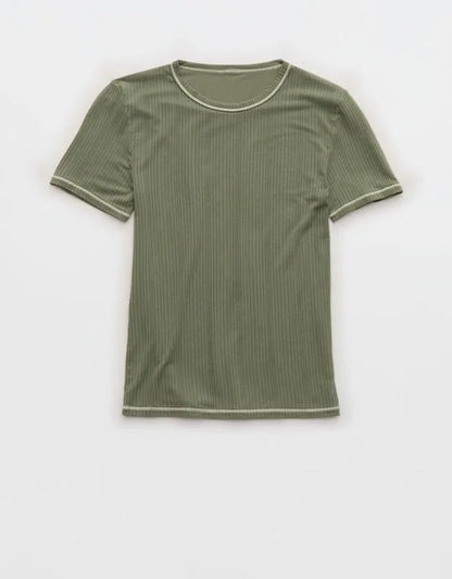 OVERSLEPT by Aerie Modal Rib Short Sleeve Crew T-shirt