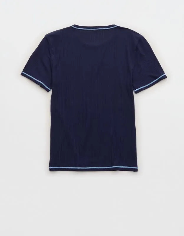 OVERSLEPT by Aerie Modal Rib Short Sleeve Crew T-shirt