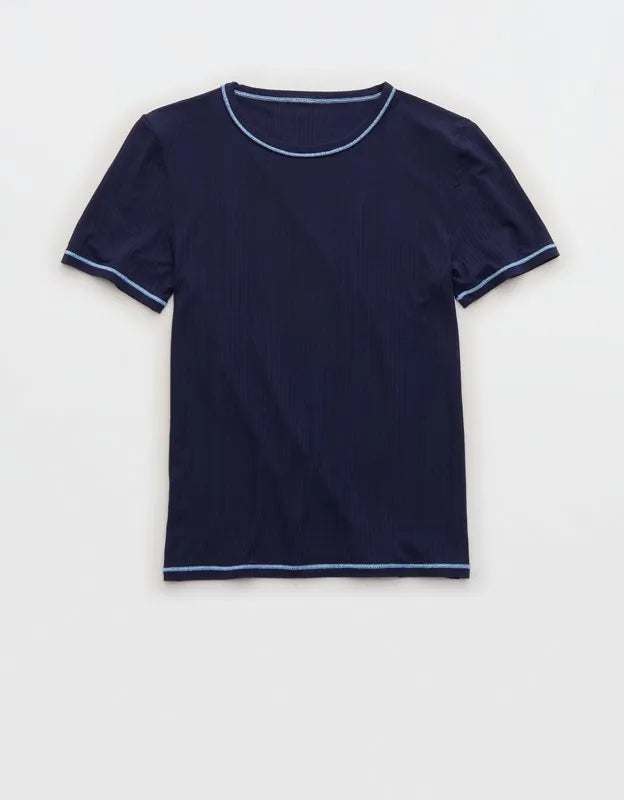 OVERSLEPT by Aerie Modal Rib Short Sleeve Crew T-shirt