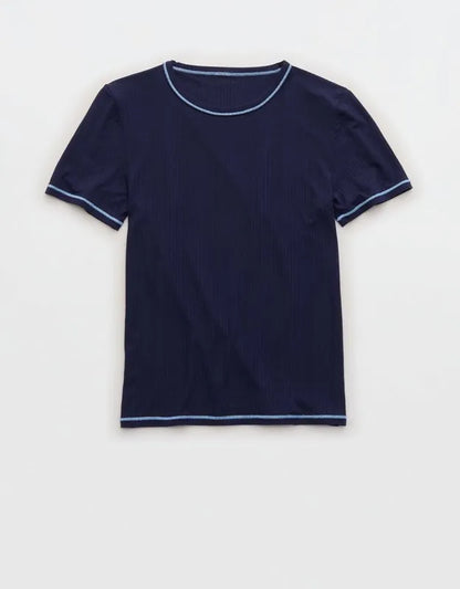 OVERSLEPT by Aerie Modal Rib Short Sleeve Crew T-shirt