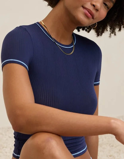 OVERSLEPT by Aerie Modal Rib Short Sleeve Crew T-shirt