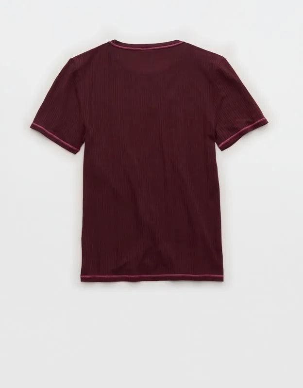 OVERSLEPT by Aerie Modal Rib Short Sleeve Crew T-shirt