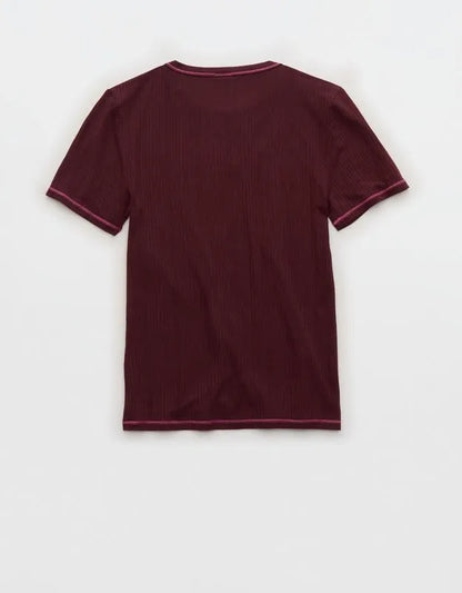 OVERSLEPT by Aerie Modal Rib Short Sleeve Crew T-shirt