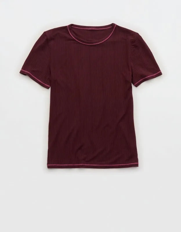 OVERSLEPT by Aerie Modal Rib Short Sleeve Crew T-shirt