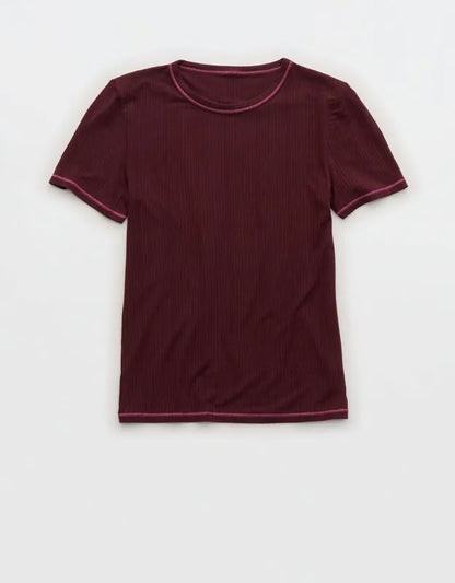 OVERSLEPT by Aerie Modal Rib Short Sleeve Crew T-shirt