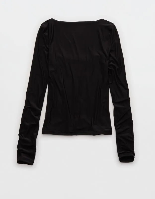 SMOOTHEZ Square Neck Long Sleeve T-Shirt