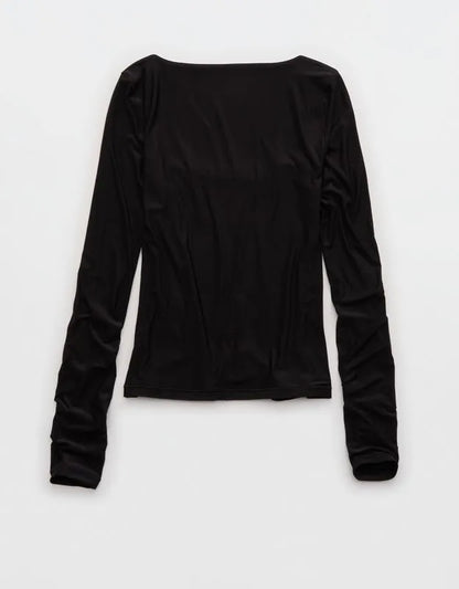 SMOOTHEZ Square Neck Long Sleeve T-Shirt