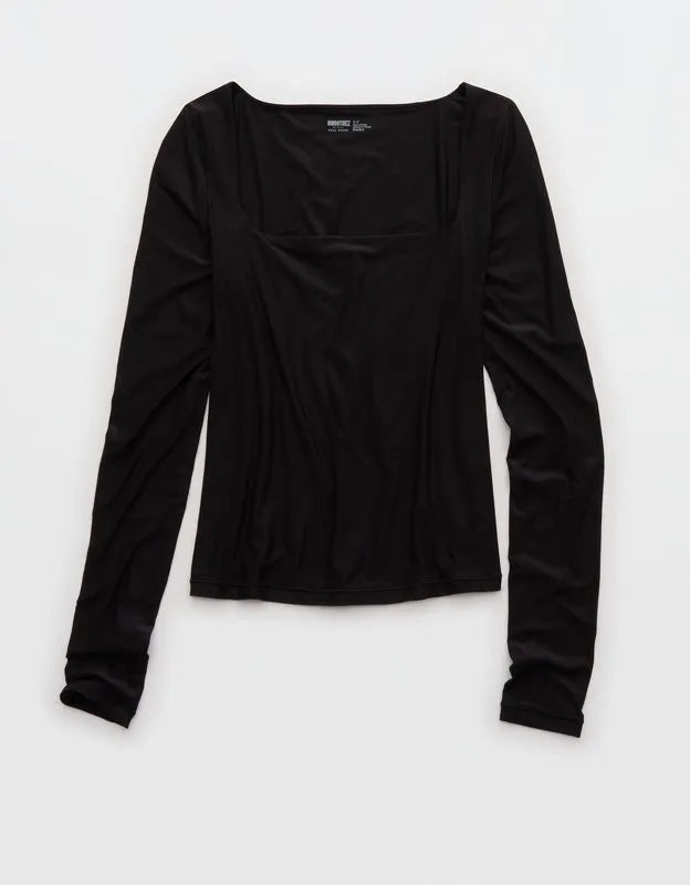 SMOOTHEZ Square Neck Long Sleeve T-Shirt