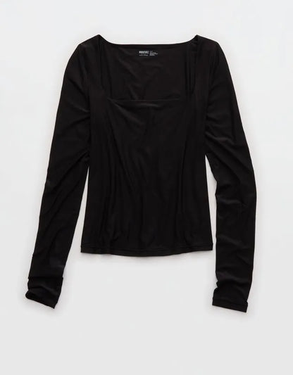 SMOOTHEZ Square Neck Long Sleeve T-Shirt