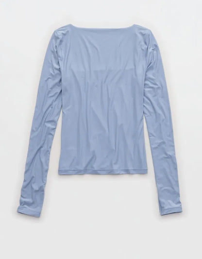 SMOOTHEZ Square Neck Long Sleeve T-Shirt