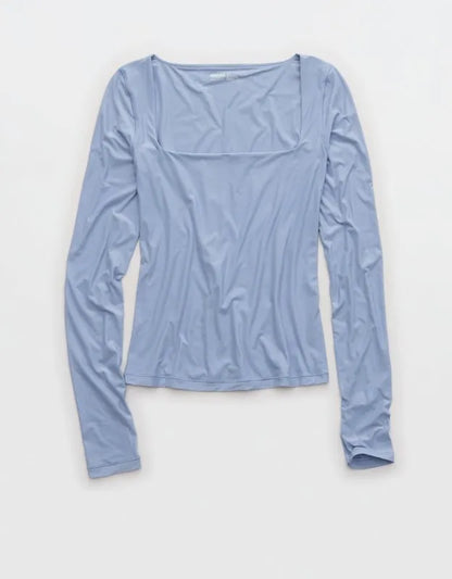 SMOOTHEZ Square Neck Long Sleeve T-Shirt