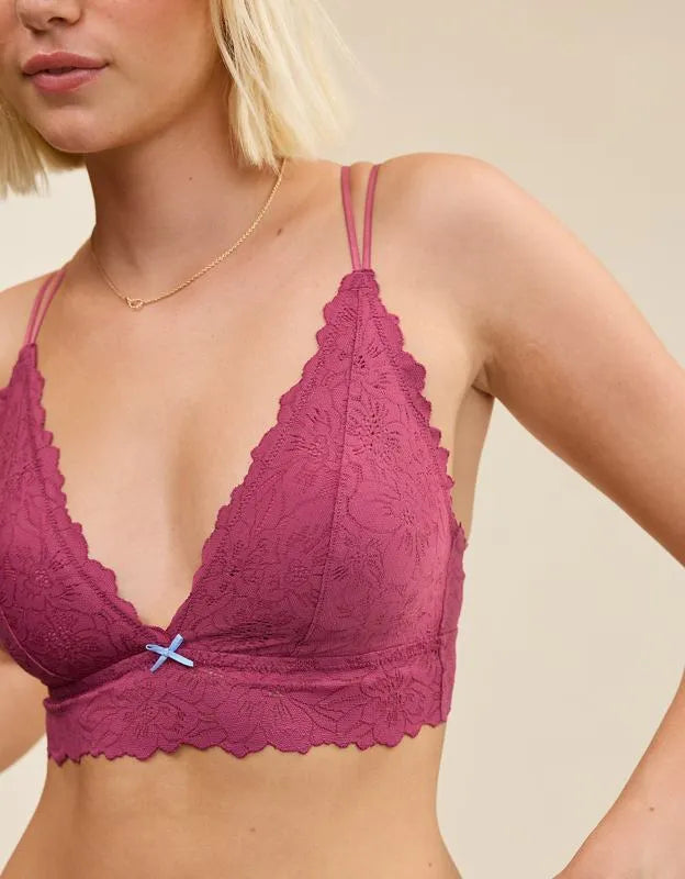 Show Off Rosey Lace Padded Plunge Bralette