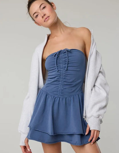 OFFLINE By Aerie OG Cotton Strapless Ruched Mini Dress