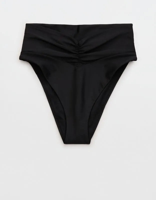 Aerie Ruched High Cut Cheeky Bikini Bottom