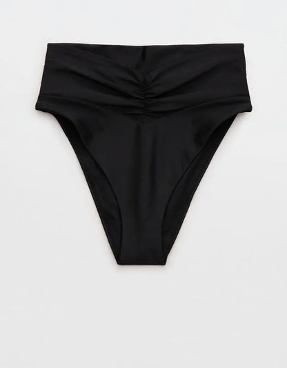Aerie Ruched High Cut Cheeky Bikini Bottom