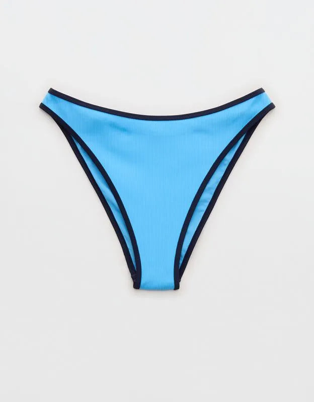 Aerie Mid Rise Ribbed Cheeky Bikini Bottom
