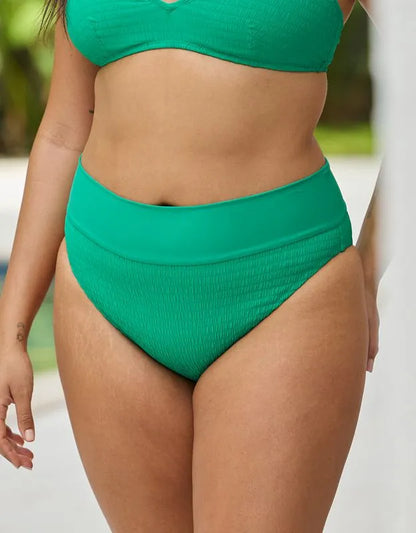 Aerie Smocked High Cut Cheeky Bikini Bottom