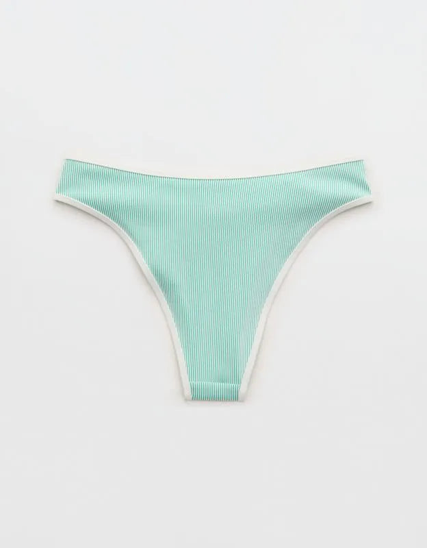 Aerie Ribbed High Cut Mid Rise Cheeky Bikini Bottom