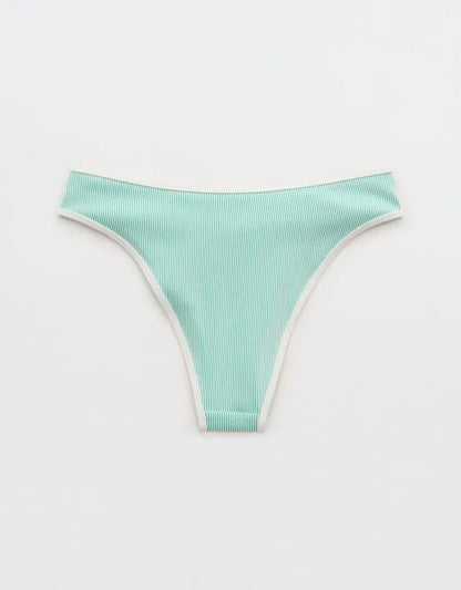 Aerie Ribbed High Cut Mid Rise Cheeky Bikini Bottom
