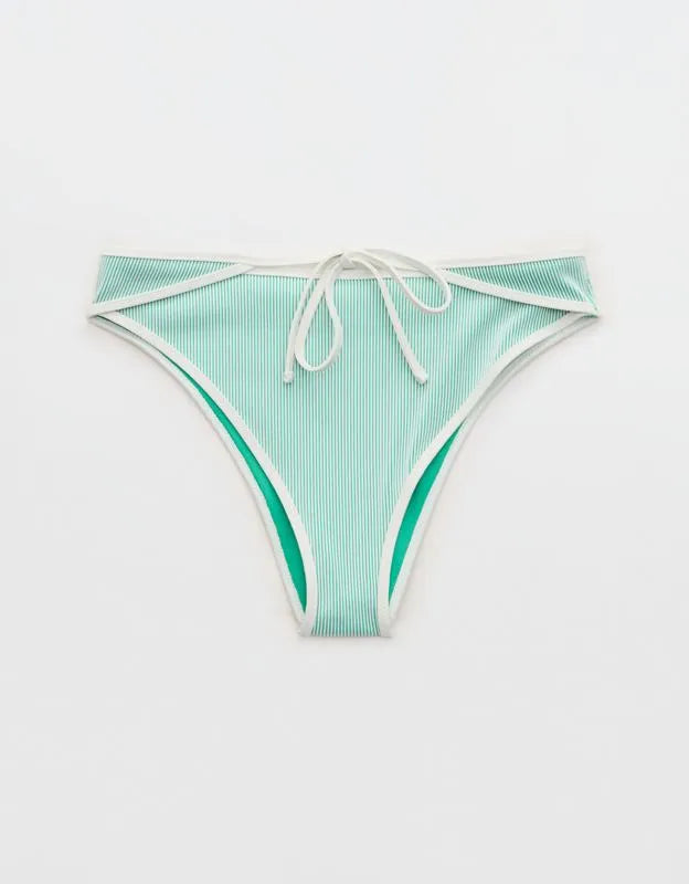 Aerie Ribbed High Cut Mid Rise Cheeky Bikini Bottom