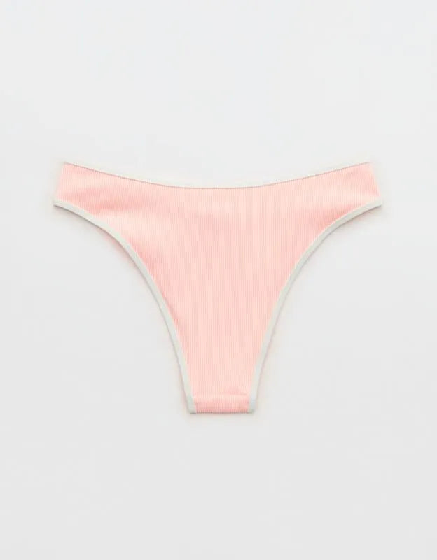 Aerie Ribbed High Cut Mid Rise Cheeky Bikini Bottom