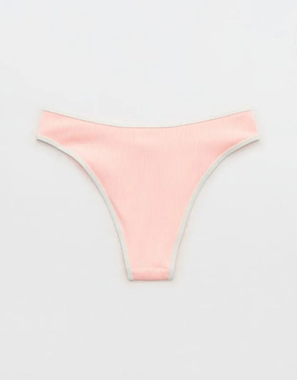 Aerie Ribbed High Cut Mid Rise Cheeky Bikini Bottom
