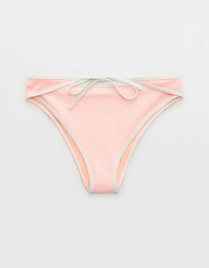 Aerie Ribbed High Cut Mid Rise Cheeky Bikini Bottom