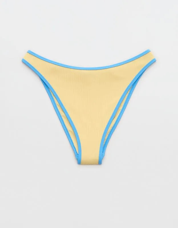 Aerie Mid Rise Cheeky Ribbed Bikini Bottom
