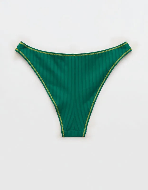Aerie Ribbed Mid Rise Cheeky Bikini Bottom