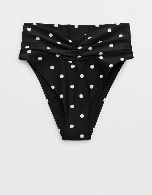 Aerie High Cut Ruched Cheeky Bikini Bottom