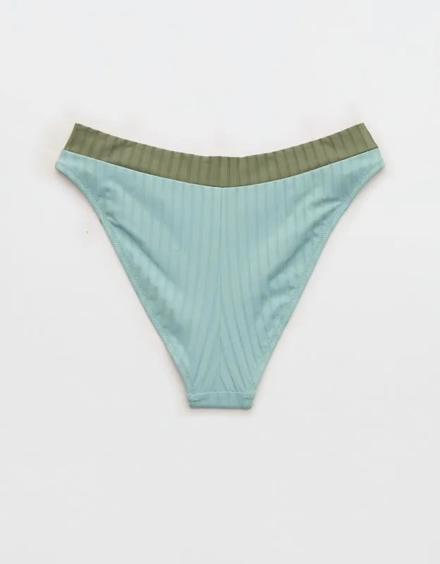 Aerie Mid Rise Ribbed Cheeky Bikini Bottom