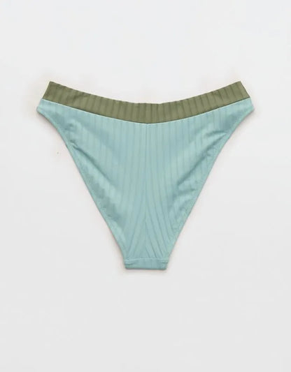 Aerie Mid Rise Ribbed Cheeky Bikini Bottom