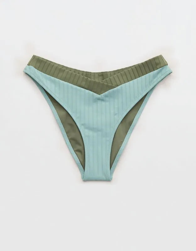 Aerie Mid Rise Ribbed Cheeky Bikini Bottom