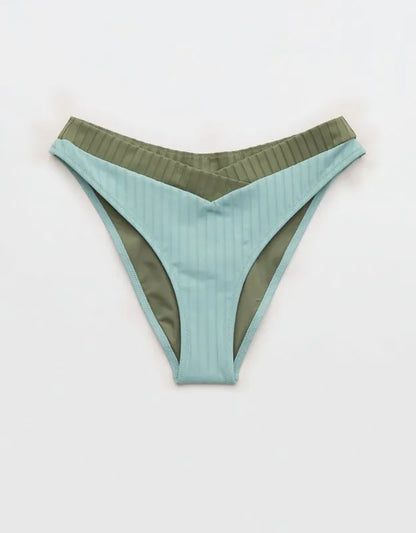 Aerie Mid Rise Ribbed Cheeky Bikini Bottom