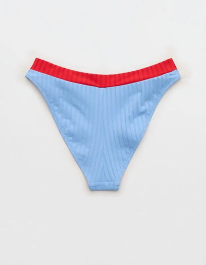 Aerie Mid Rise Ribbed Cheeky Bikini Bottom