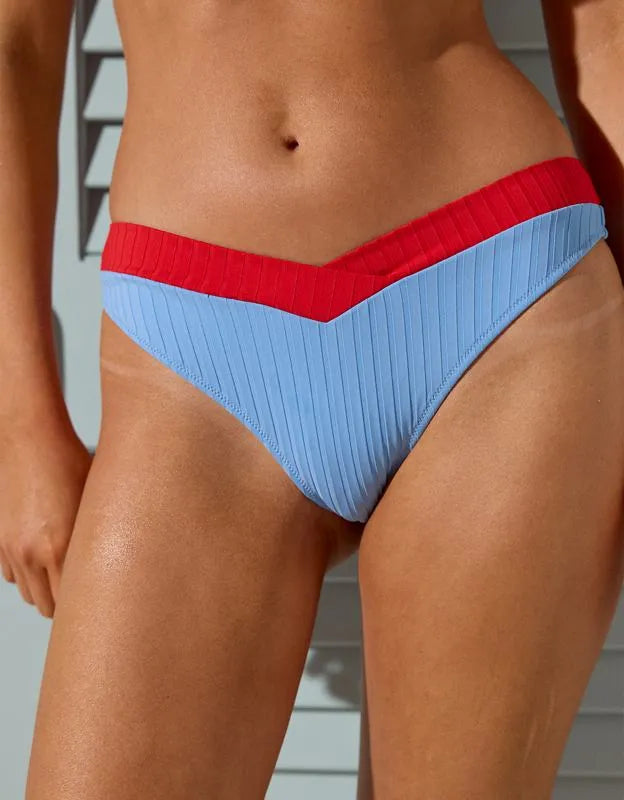 Aerie Mid Rise Ribbed Cheeky Bikini Bottom