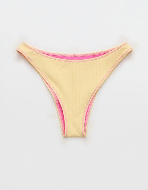 Aerie Ribbed Mid Rise Cheeky Bikini Bottom