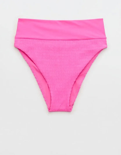 Aerie Smocked High Cut Cheeky Bikini Bottom