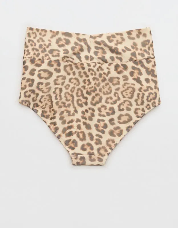 Aerie Mesh Ruched High Waisted Full Coverage Bikini Bottom