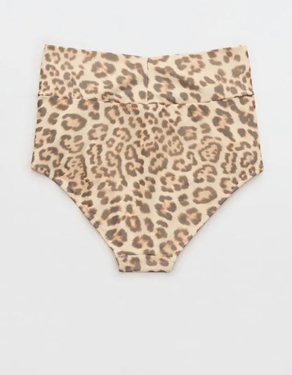 Aerie Mesh Ruched High Waisted Full Coverage Bikini Bottom