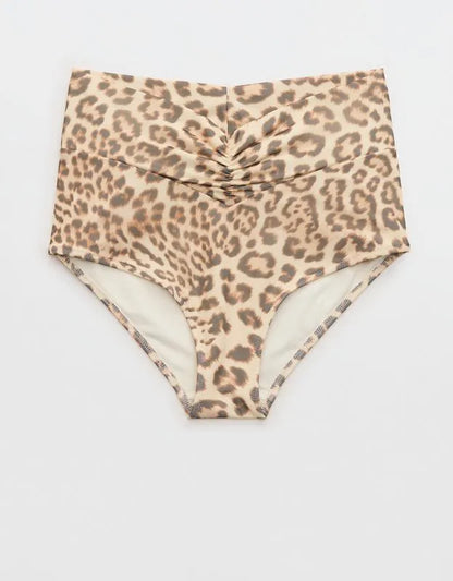 Aerie Mesh Ruched High Waisted Full Coverage Bikini Bottom