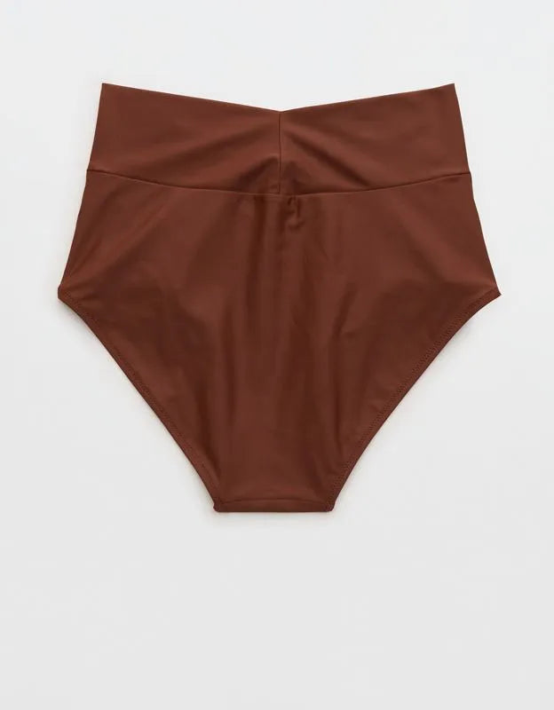 Aerie Ruched High Waisted Full Coverage Bikini Bottom