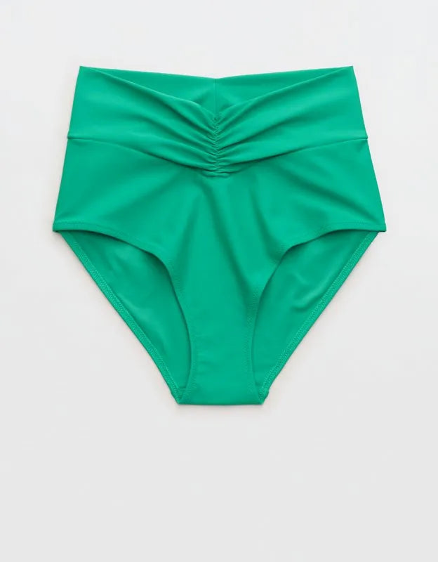 Aerie Ruched High Waisted Full Coverage Bikini Bottom