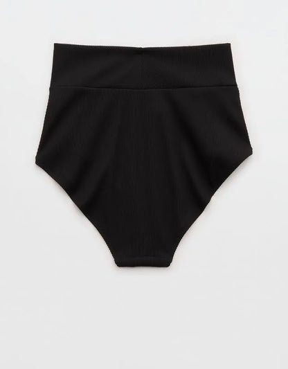 Aerie High Rise Full Coverage Crossover Ribbed Bikini Bottom