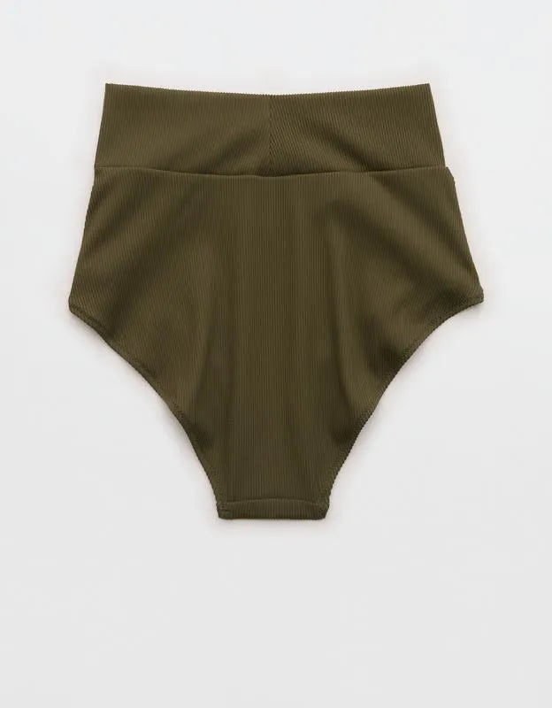 Aerie High Rise Full Coverage Crossover Ribbed Bikini Bottom