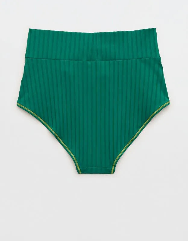 Aerie Ribbed High Waisted Full Coverage Bikini Bottom