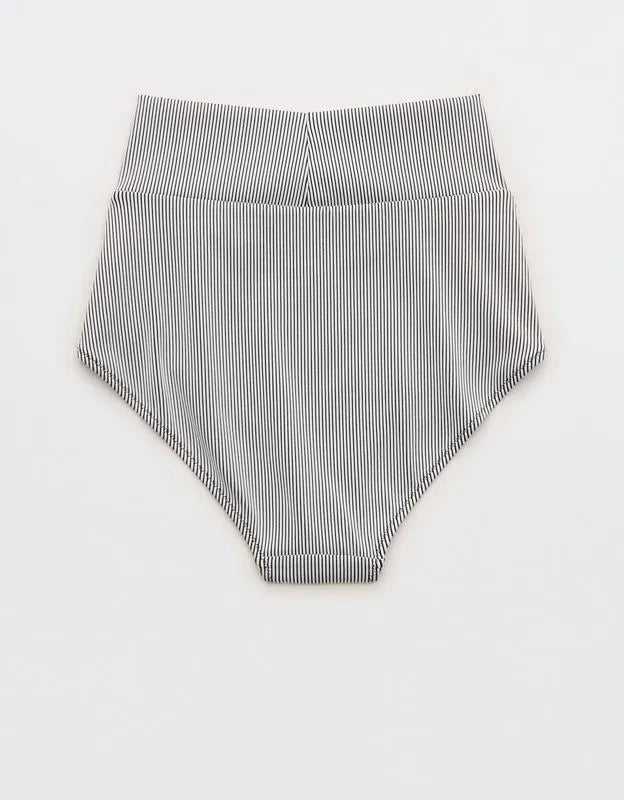 Aerie Ribbed High Waisted Full Coverage Crossover Bikini Bottom