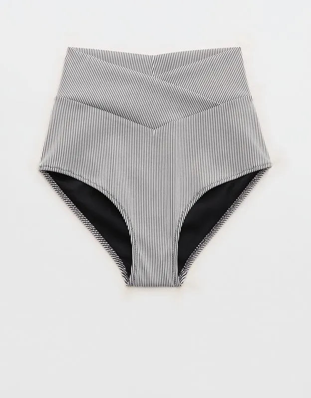 Aerie Ribbed High Waisted Full Coverage Crossover Bikini Bottom